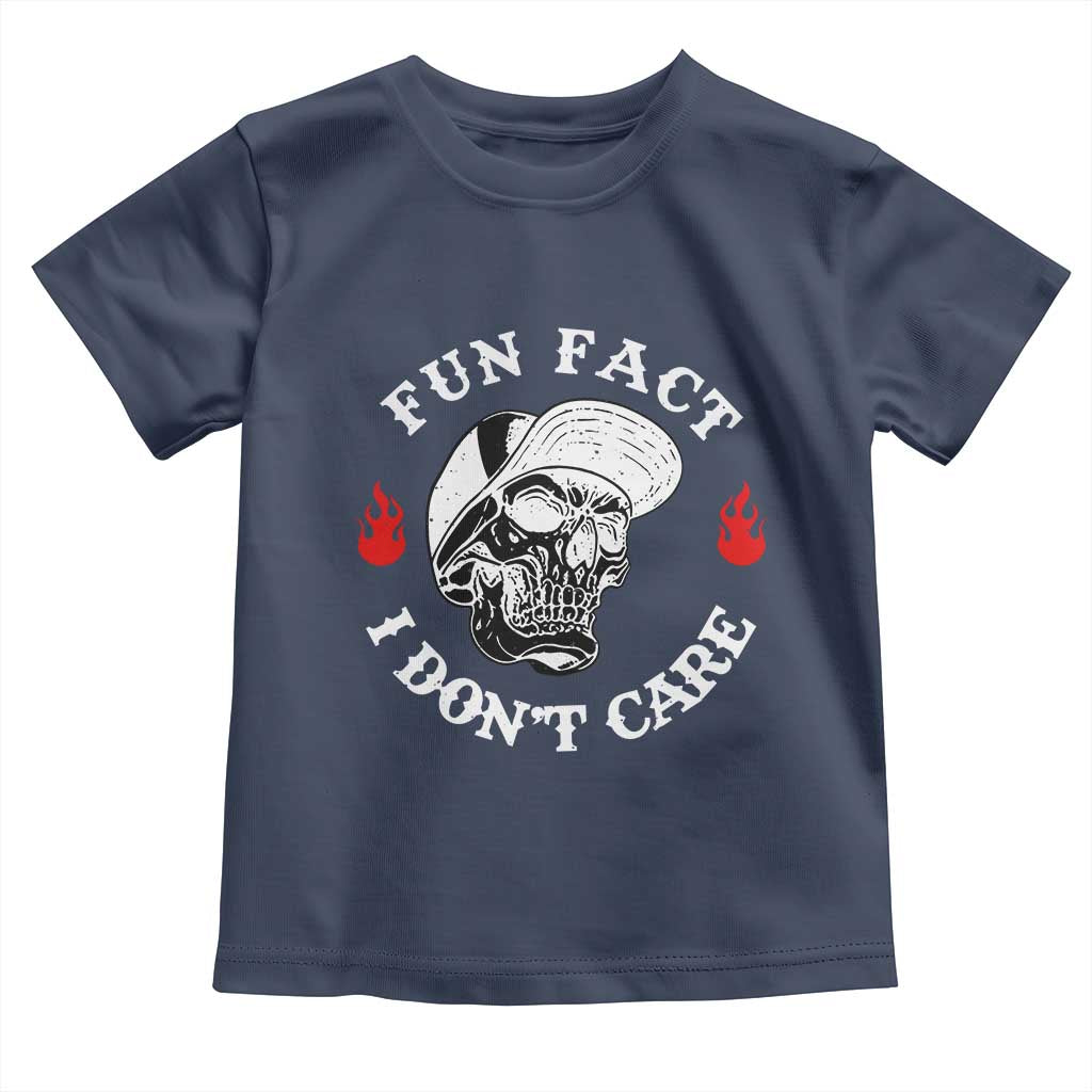 Fun Fact I Don’t Care Skull Toddler T Shirt Edgy Sarcastic Attitude - Wonder Print Shop