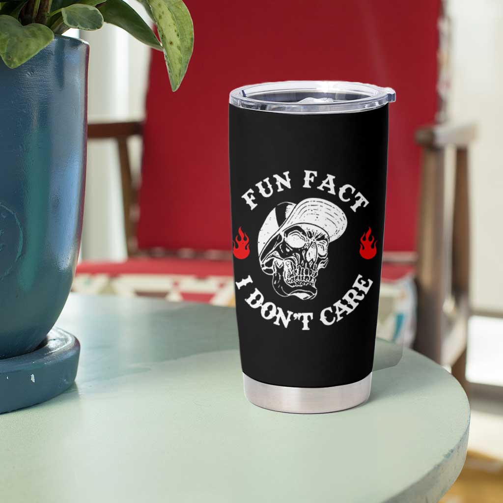 Fun Fact I Don’t Care Skull Tumbler Cup Edgy Sarcastic Attitude - Wonder Print Shop