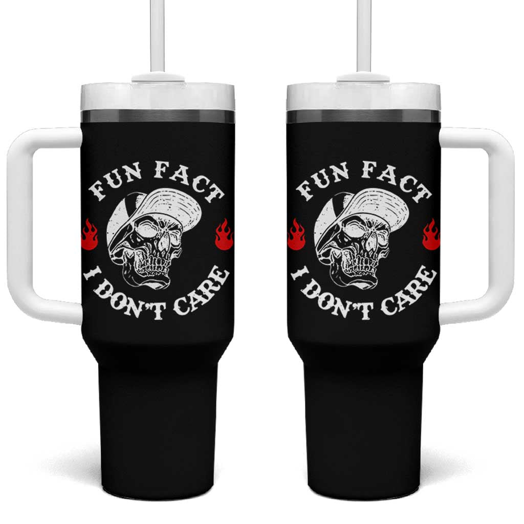 Fun Fact I Don’t Care Skull Tumbler With Handle Edgy Sarcastic Attitude - Wonder Print Shop