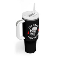 Fun Fact I Don’t Care Skull Tumbler With Handle Edgy Sarcastic Attitude - Wonder Print Shop