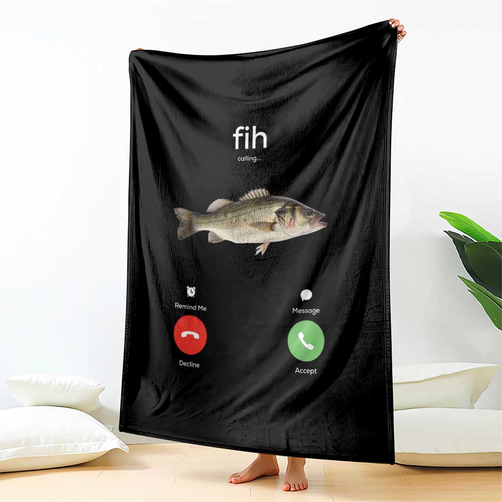 Fih Calling Funny Fish Throw Blanket Fishing Lover Hilarious Phone Call Parody - Wonder Print Shop