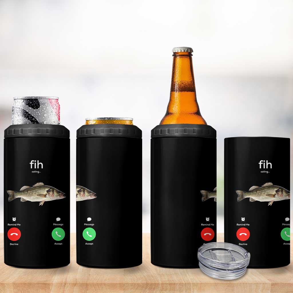 Fih Calling Funny Fish 4 in 1 Can Cooler Tumbler Fishing Lover Hilarious Phone Call Parody - Wonder Print Shop