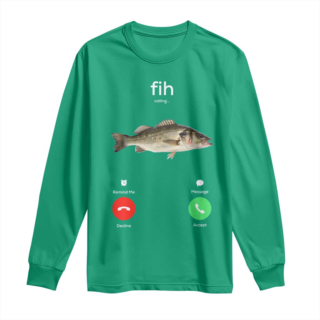 Fih Calling Funny Fish Long Sleeve Shirt Fishing Lover Hilarious Phone Call Parody - Wonder Print Shop