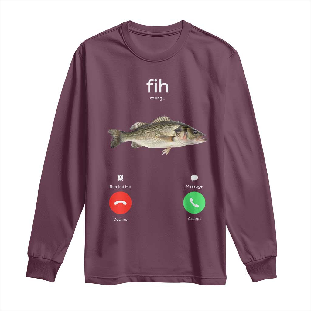 Fih Calling Funny Fish Long Sleeve Shirt Fishing Lover Hilarious Phone Call Parody - Wonder Print Shop