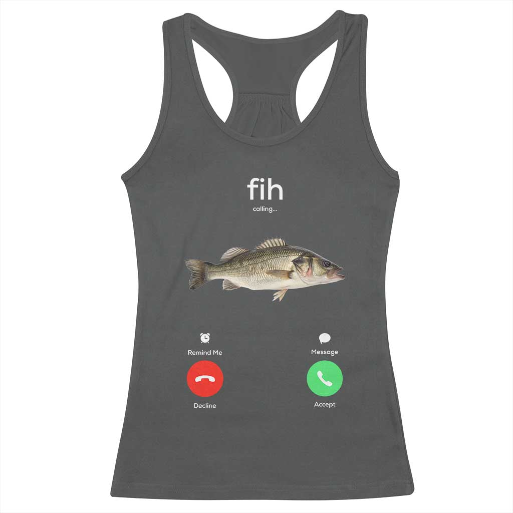 Fih Calling Funny Fish Racerback Tank Top Fishing Lover Hilarious Phone Call Parody - Wonder Print Shop