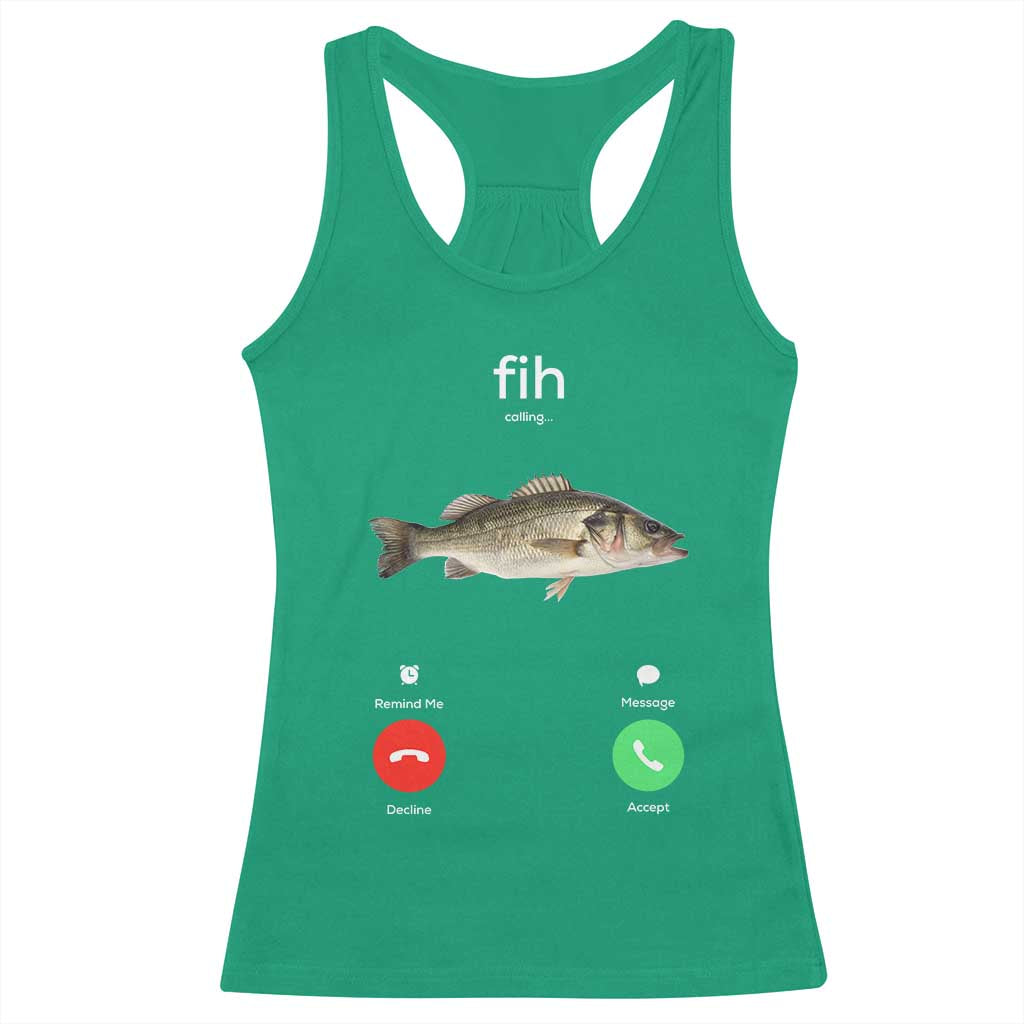 Fih Calling Funny Fish Racerback Tank Top Fishing Lover Hilarious Phone Call Parody - Wonder Print Shop