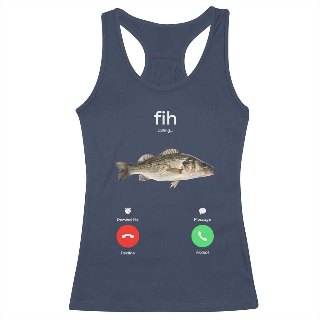 Fih Calling Funny Fish Racerback Tank Top Fishing Lover Hilarious Phone Call Parody - Wonder Print Shop