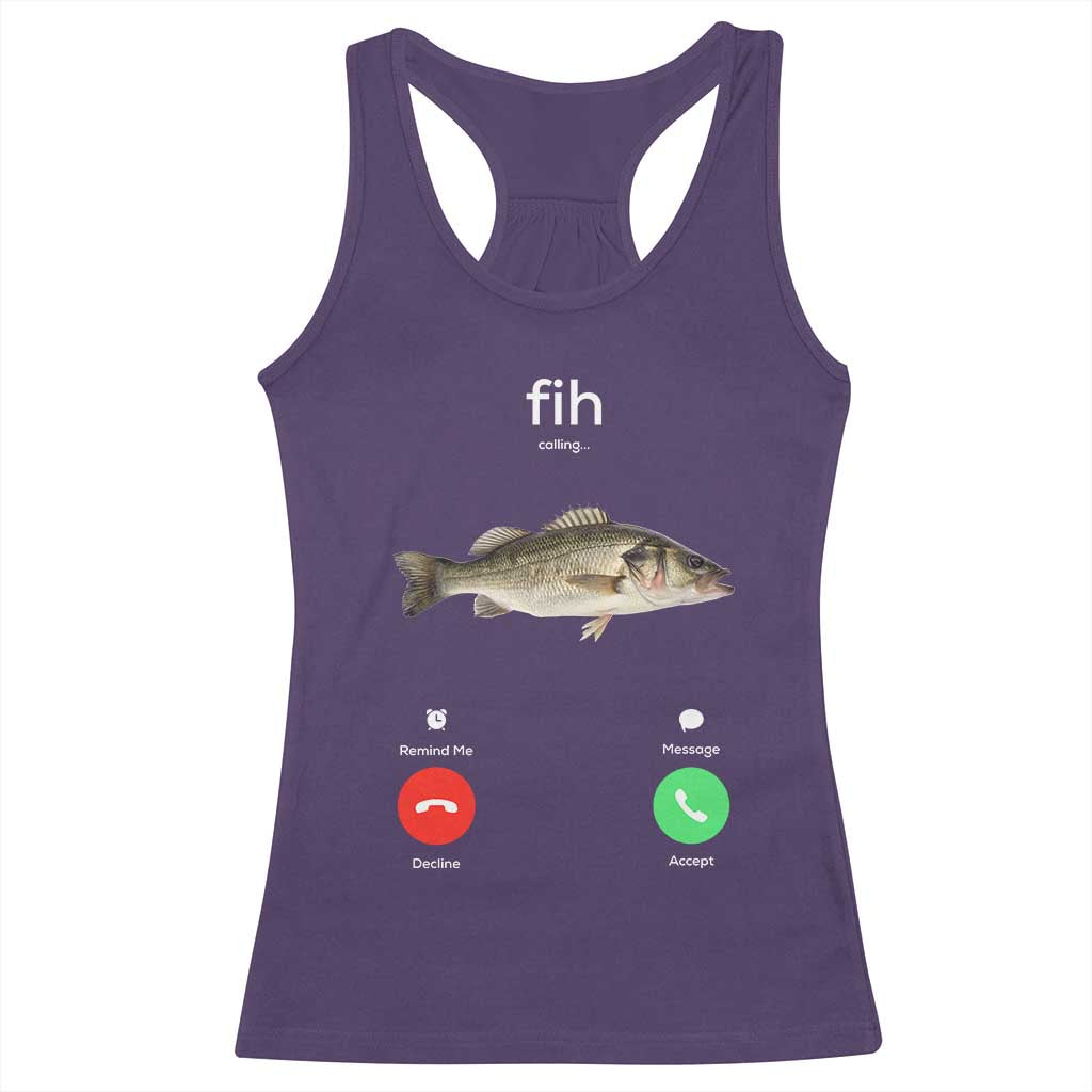 Fih Calling Funny Fish Racerback Tank Top Fishing Lover Hilarious Phone Call Parody - Wonder Print Shop