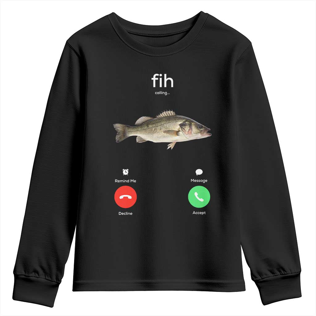 Fih Calling Funny Fish Youth Sweatshirt Fishing Lover Hilarious Phone Call Parody - Wonder Print Shop