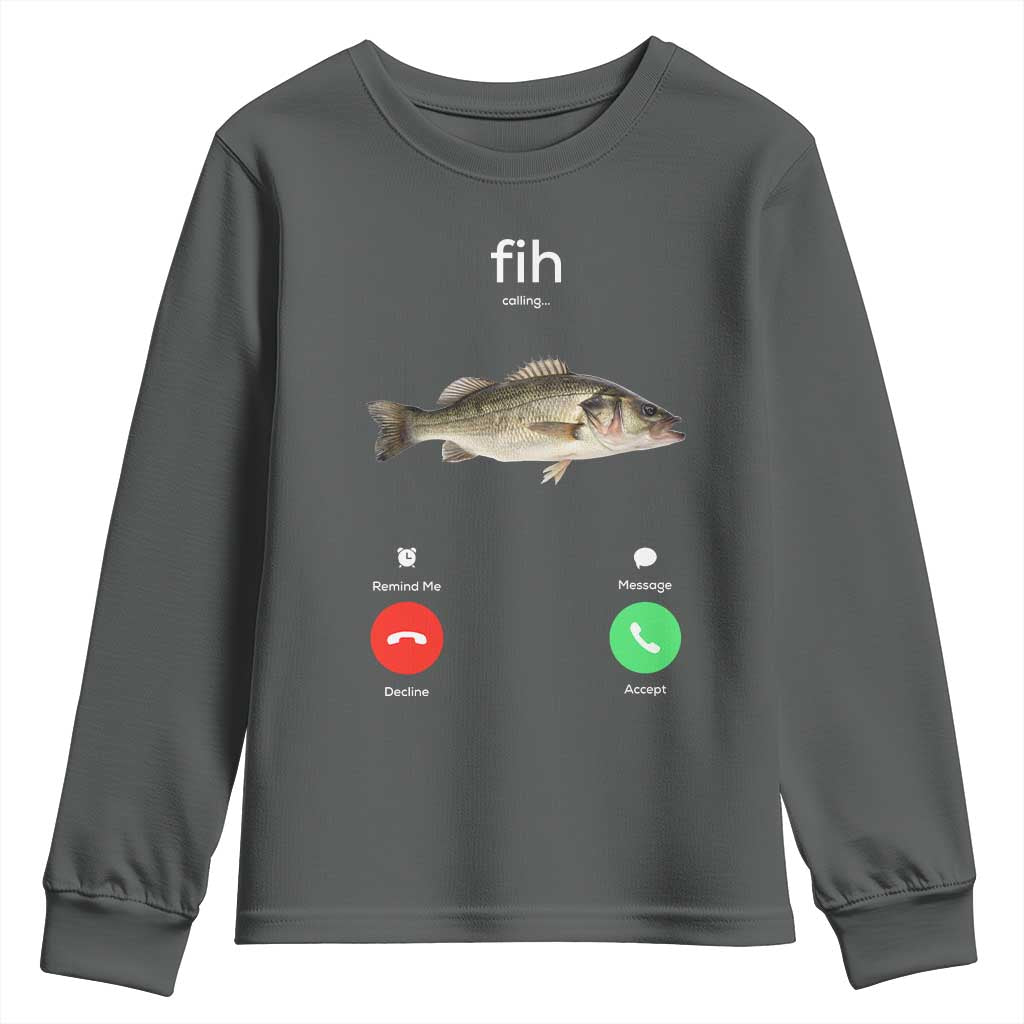 Fih Calling Funny Fish Youth Sweatshirt Fishing Lover Hilarious Phone Call Parody - Wonder Print Shop