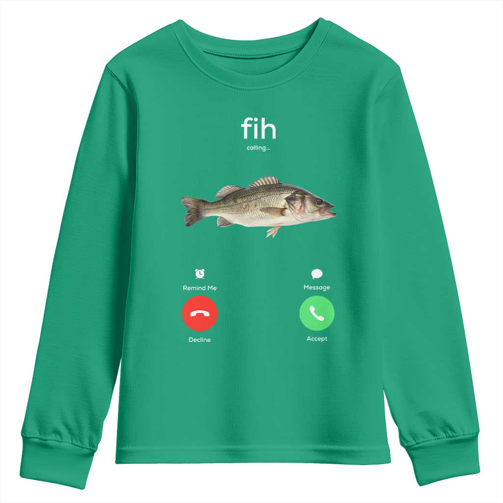 Fih Calling Funny Fish Youth Sweatshirt Fishing Lover Hilarious Phone Call Parody - Wonder Print Shop