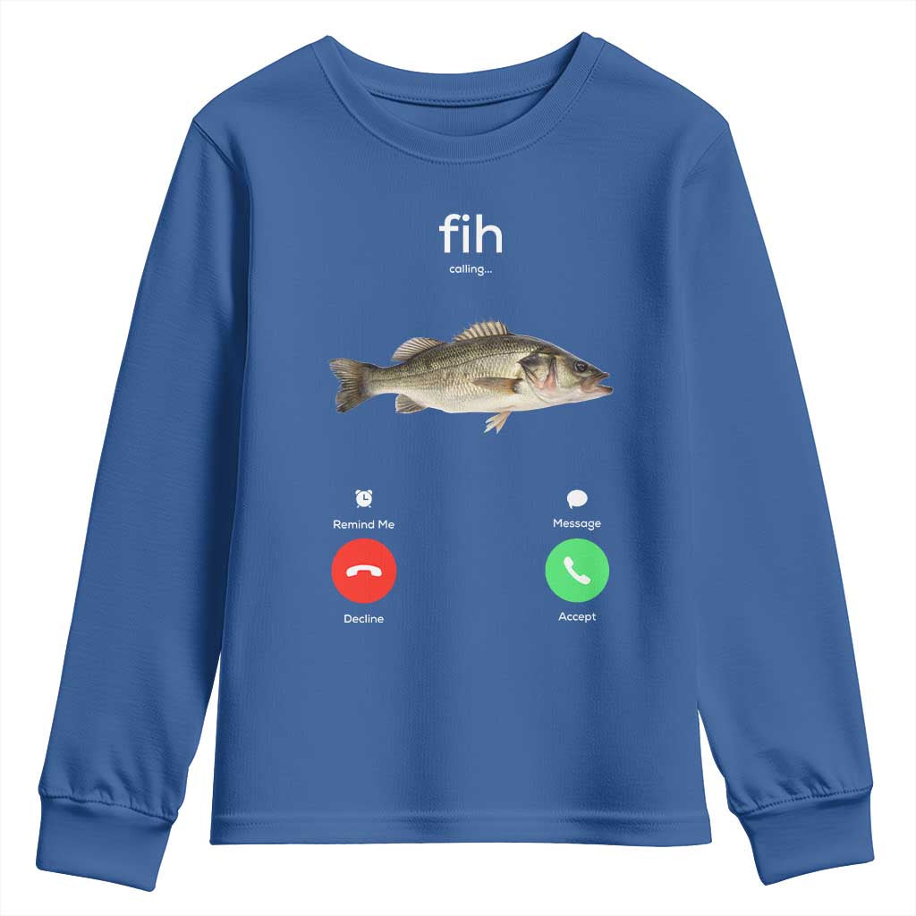 Fih Calling Funny Fish Youth Sweatshirt Fishing Lover Hilarious Phone Call Parody - Wonder Print Shop