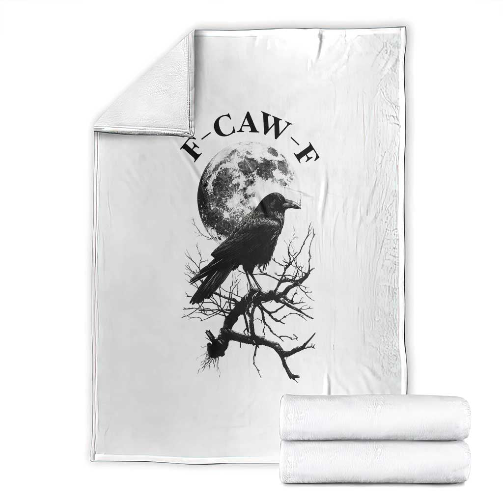 Funny Crow F Caw F Throw Blanket Gothic Raven and Moon TS02