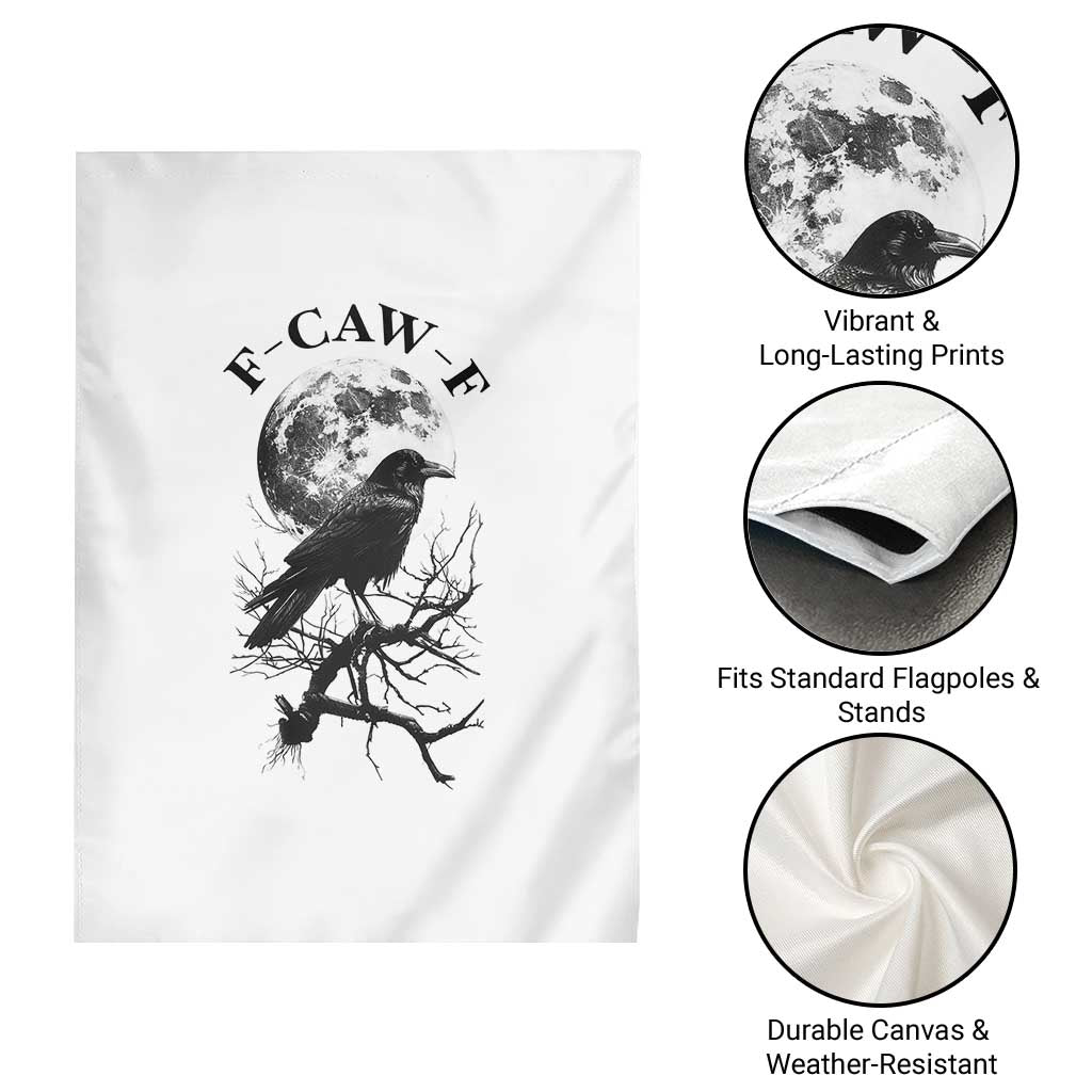 Funny Crow F Caw F Garden Flag Gothic Raven and Moon TS02