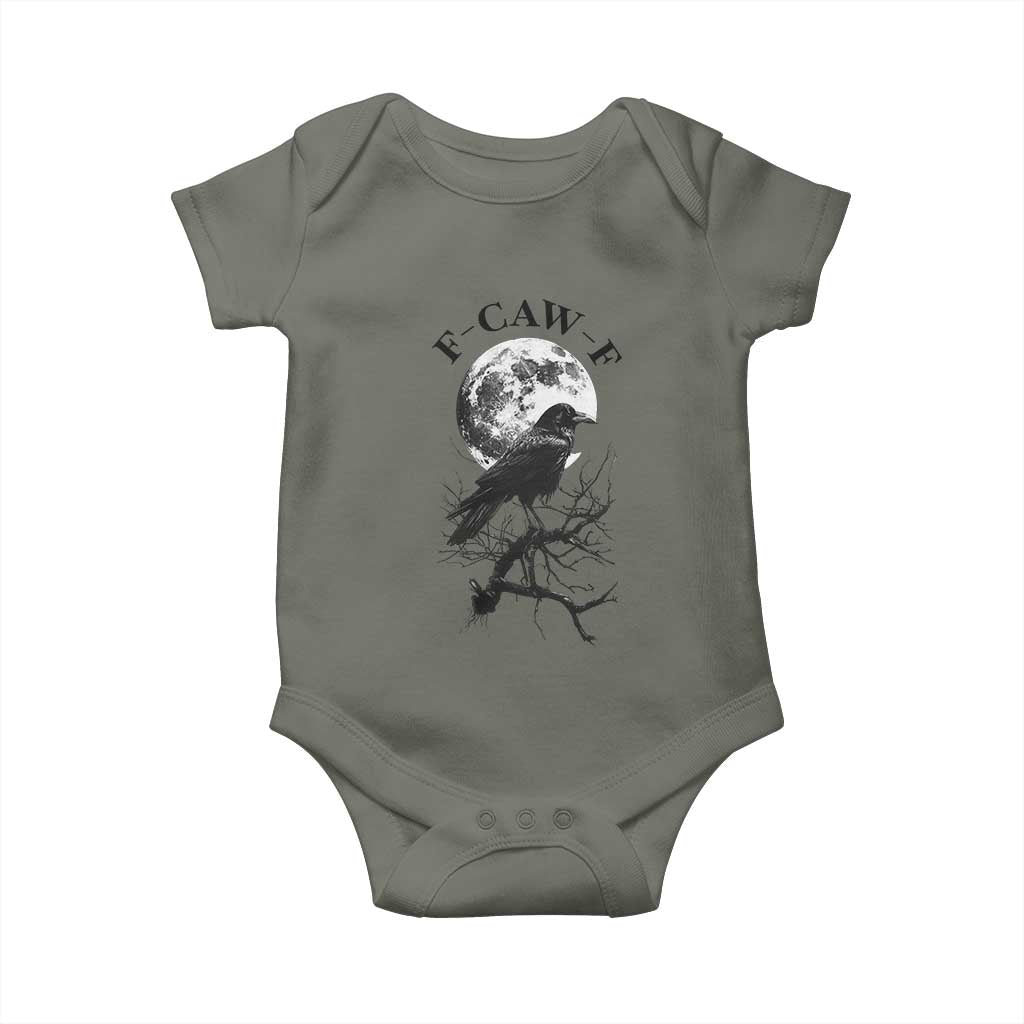 Funny Crow F Caw F Baby Onesie Gothic Raven and Moon TS02