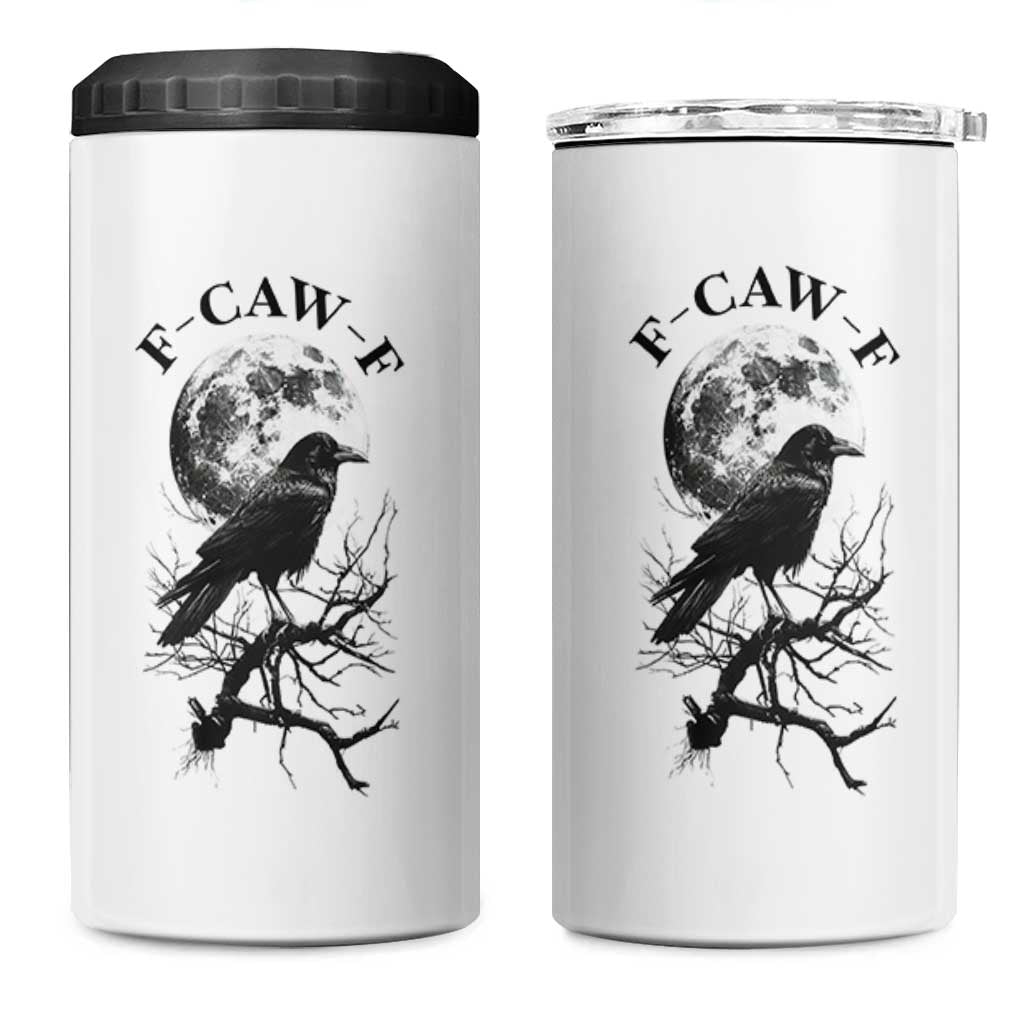 Funny Crow F Caw F 4 in 1 Can Cooler Tumbler Gothic Raven and Moon TS02