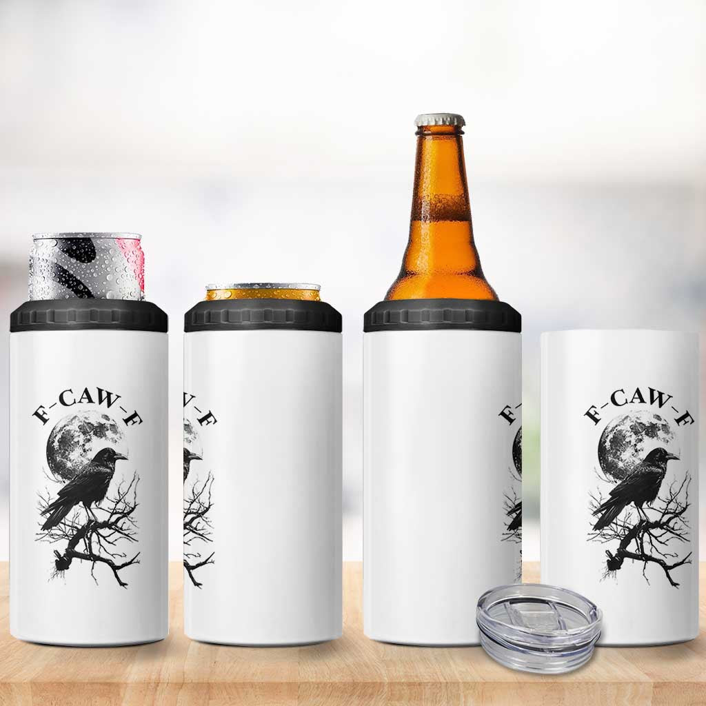 Funny Crow F Caw F 4 in 1 Can Cooler Tumbler Gothic Raven and Moon TS02