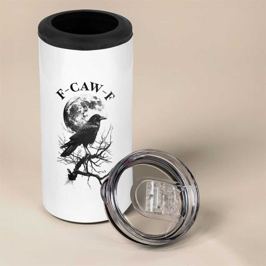 Funny Crow F Caw F 4 in 1 Can Cooler Tumbler Gothic Raven and Moon TS02