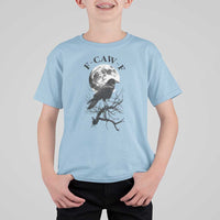 Funny Crow F Caw F T Shirt For Kid Gothic Raven and Moon TS02