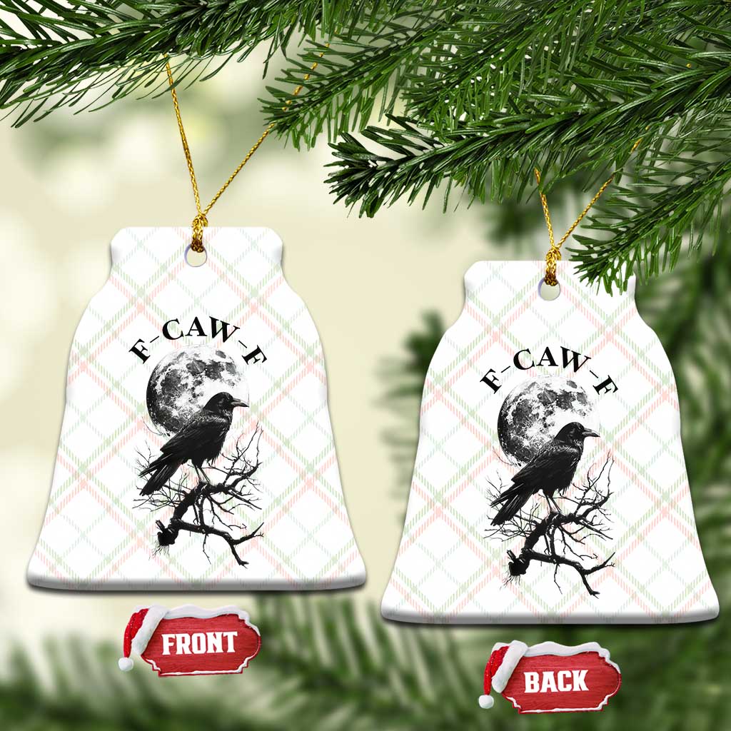 Funny Crow F Caw F Ceramic Ornament Gothic Raven and Moon - Wonder Print Shop