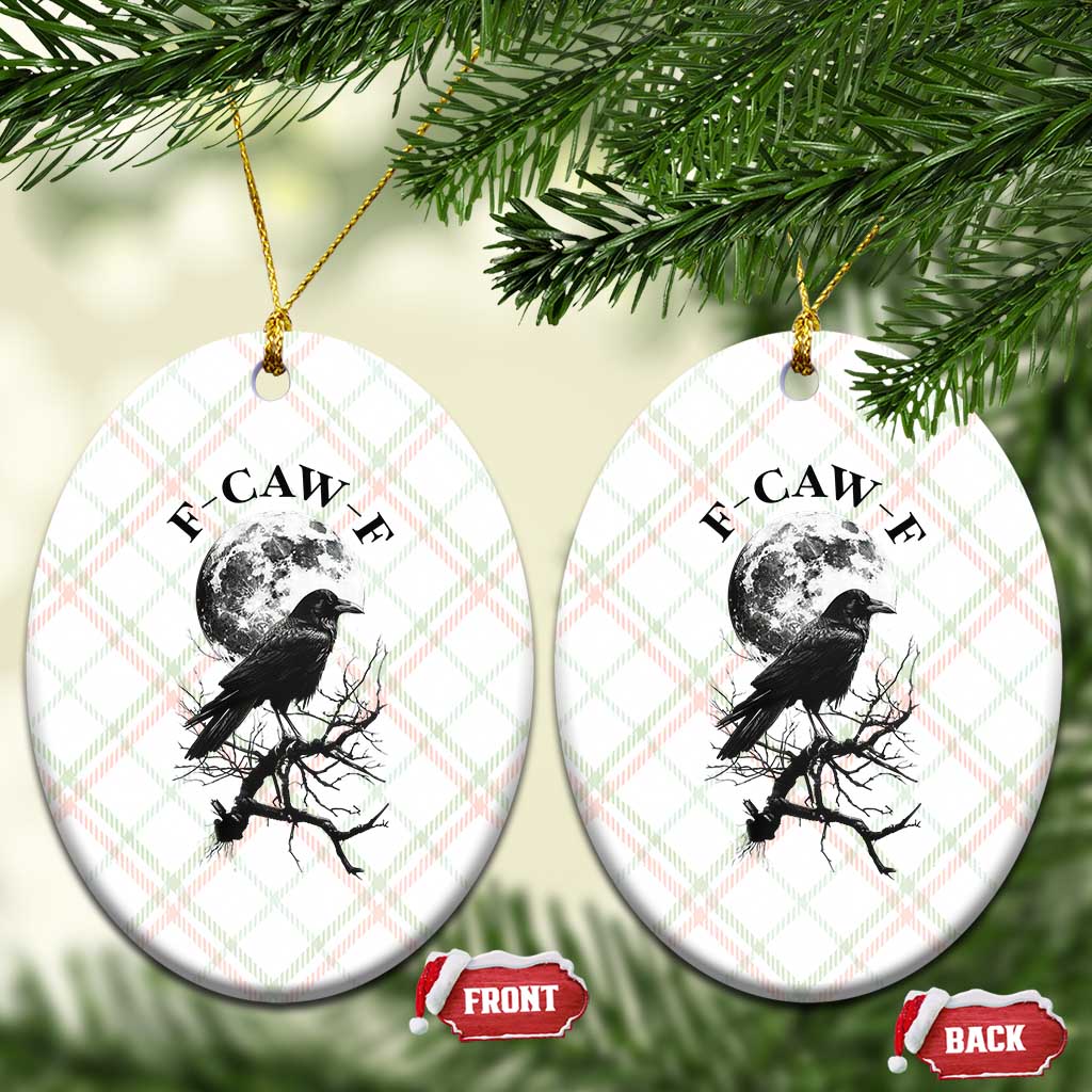 Funny Crow F Caw F Ceramic Ornament Gothic Raven and Moon - Wonder Print Shop