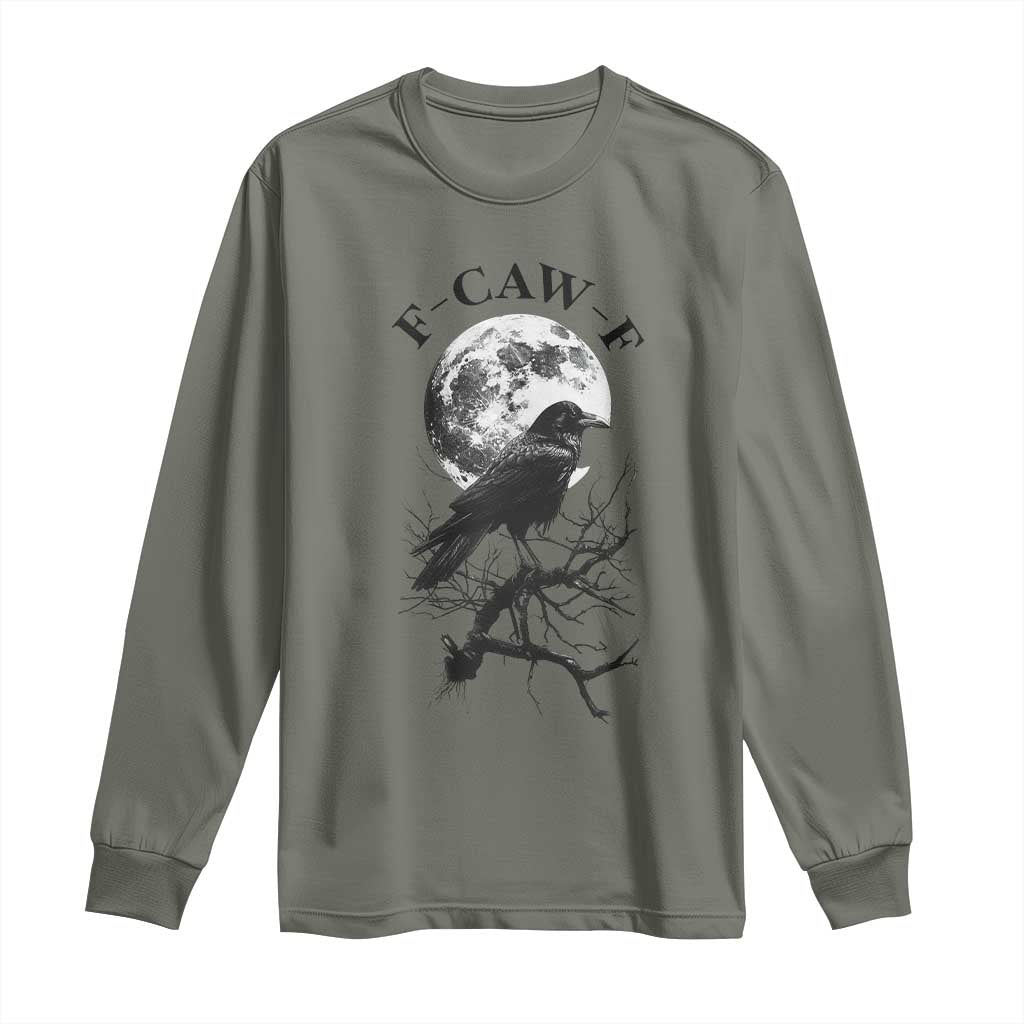 Funny Crow F Caw F Long Sleeve Shirt Gothic Raven and Moon TS02