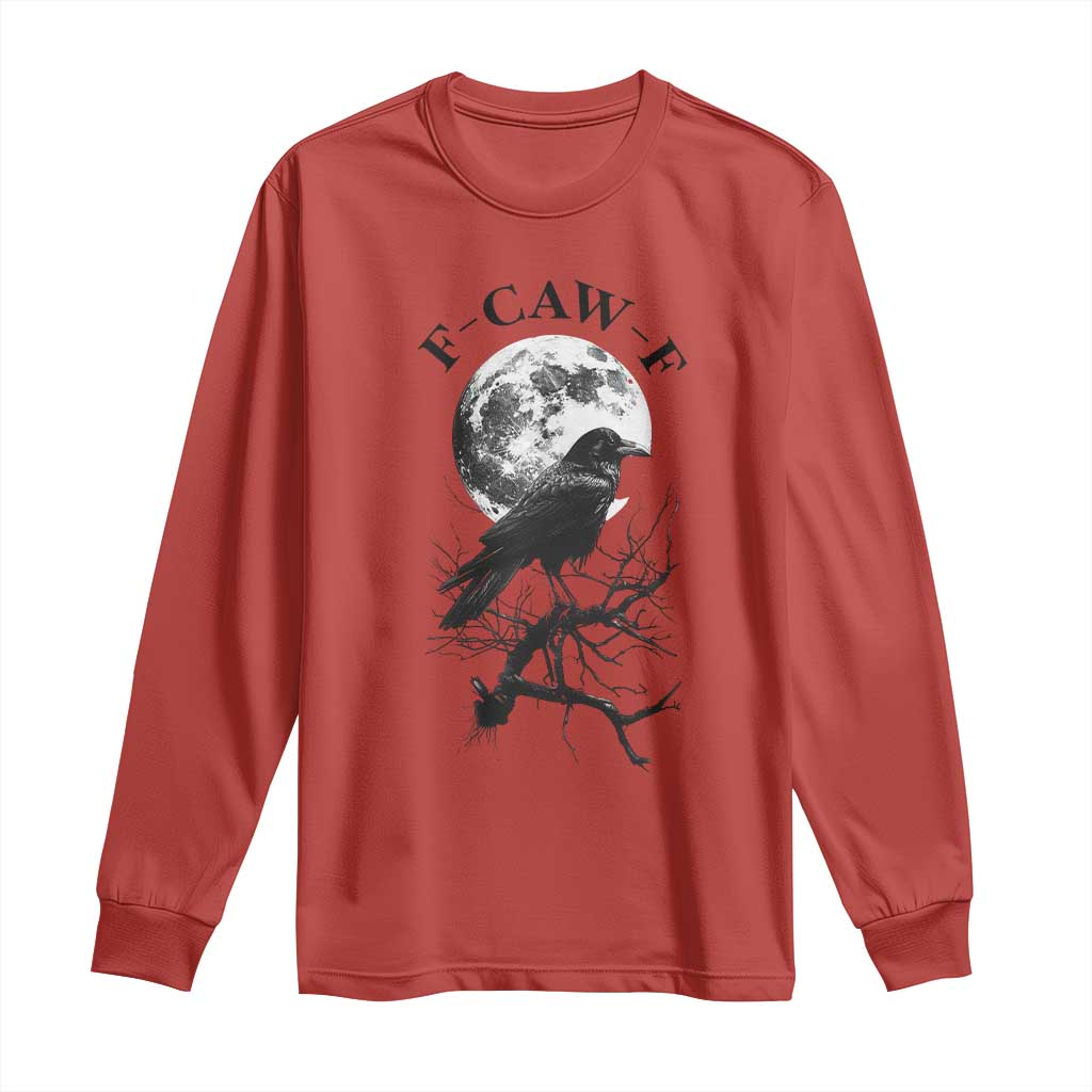 Funny Crow F Caw F Long Sleeve Shirt Gothic Raven and Moon TS02