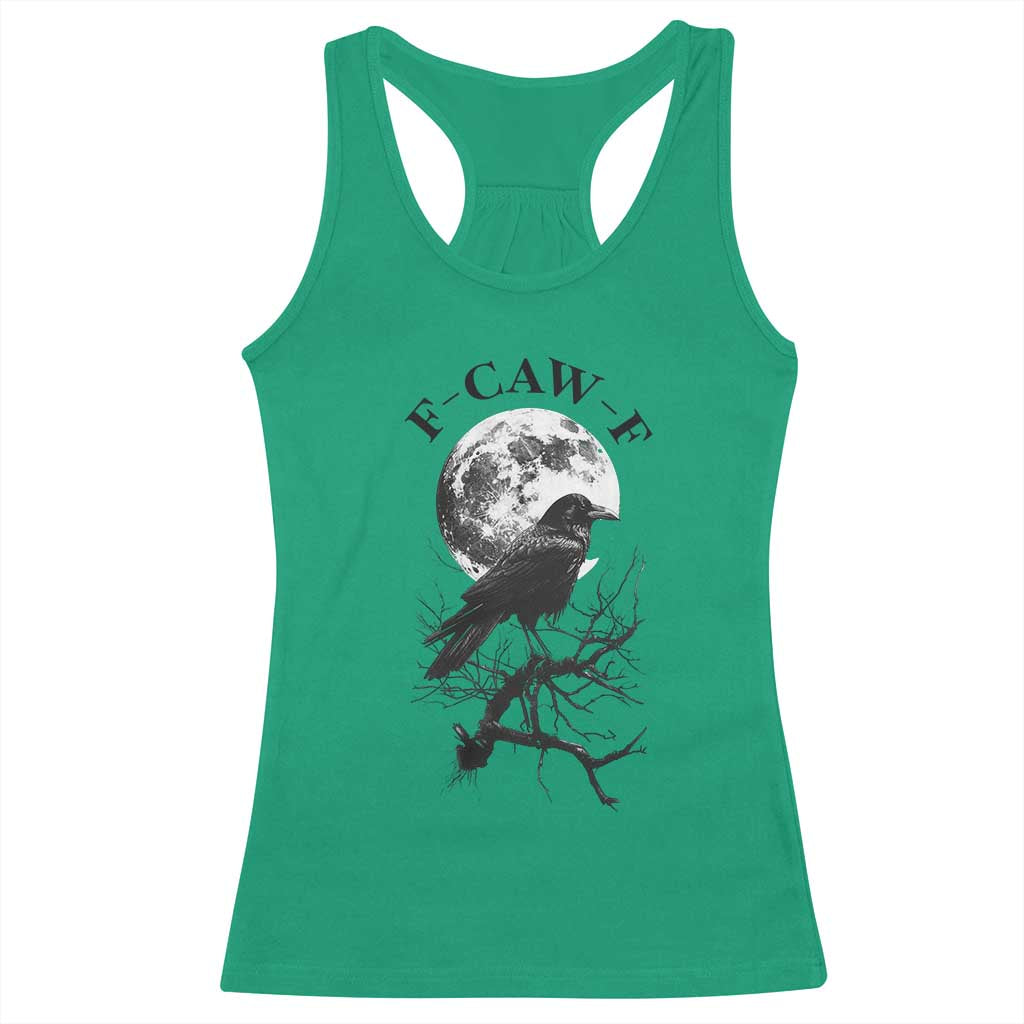 Funny Crow F Caw F Racerback Tank Top Gothic Raven and Moon TS02