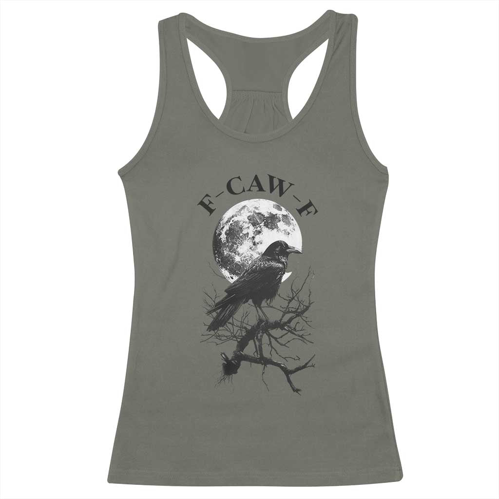 Funny Crow F Caw F Racerback Tank Top Gothic Raven and Moon TS02