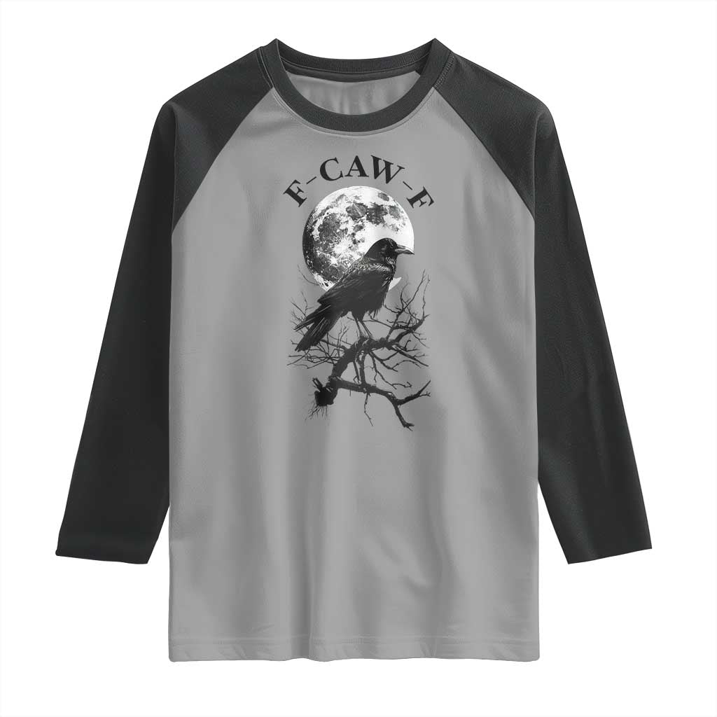 Funny Crow F Caw F Raglan Shirt Gothic Raven and Moon TS02