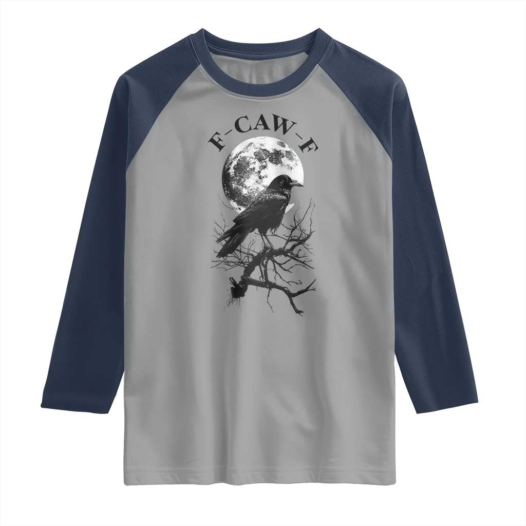 Funny Crow F Caw F Raglan Shirt Gothic Raven and Moon TS02
