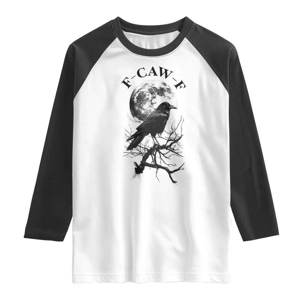 Funny Crow F Caw F Raglan Shirt Gothic Raven and Moon TS02