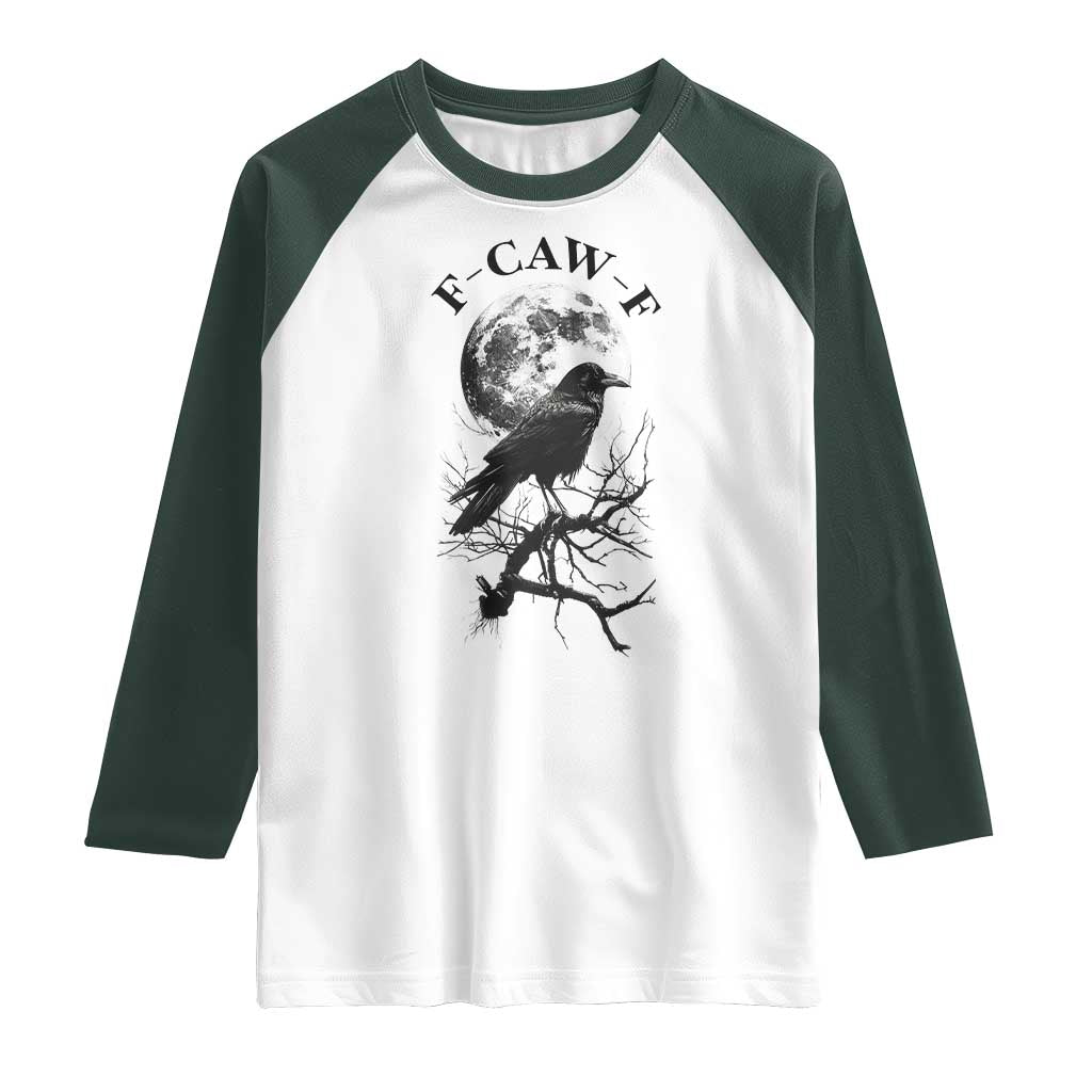 Funny Crow F Caw F Raglan Shirt Gothic Raven and Moon TS02