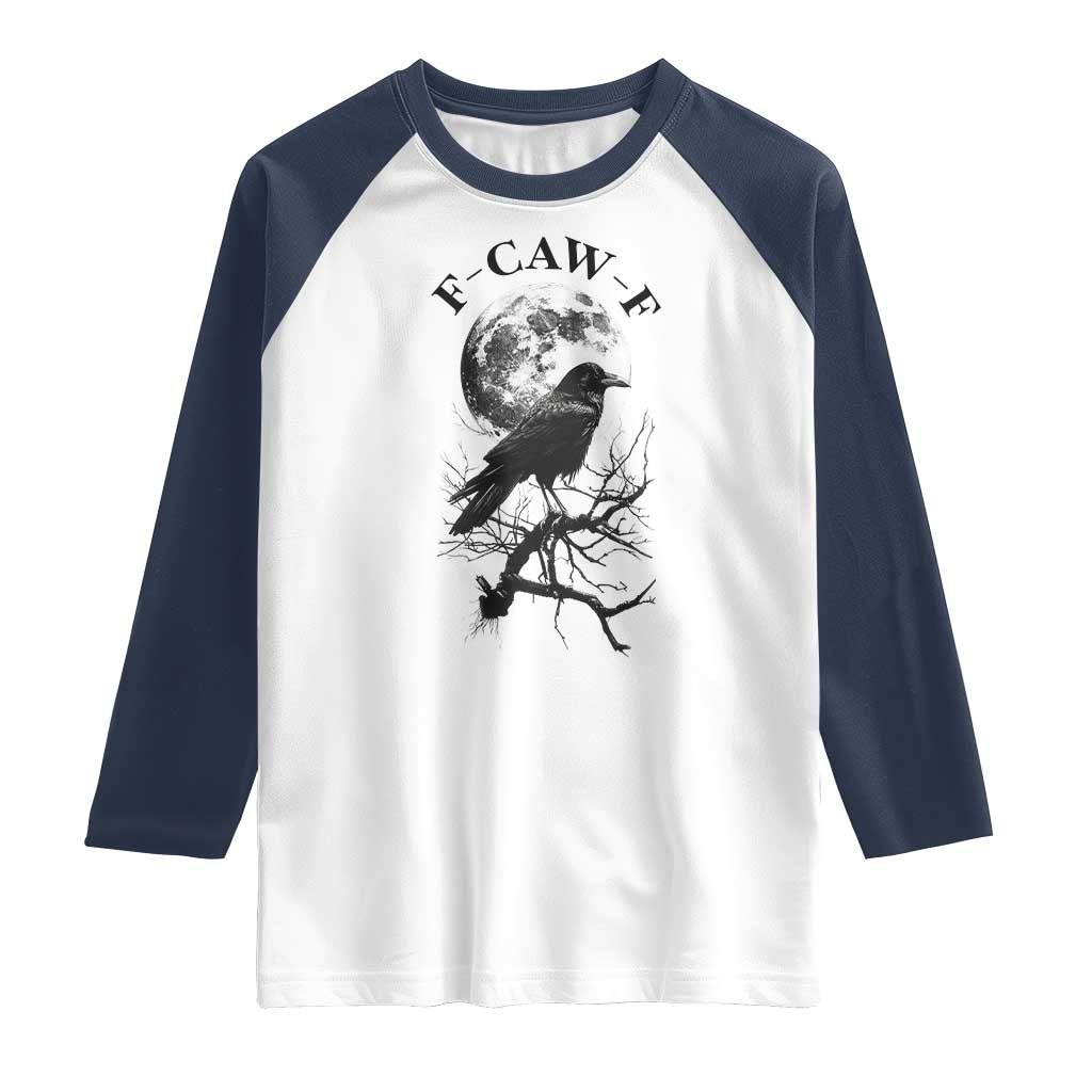 Funny Crow F Caw F Raglan Shirt Gothic Raven and Moon TS02