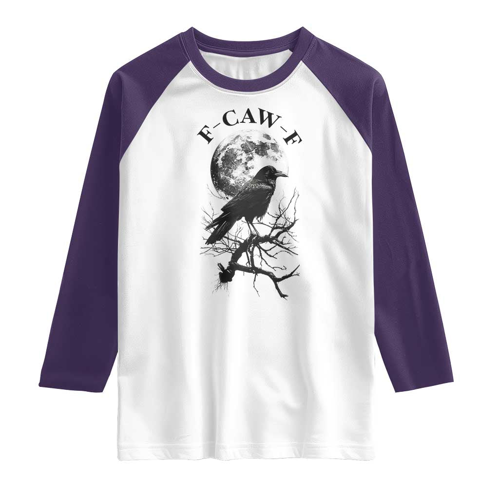Funny Crow F Caw F Raglan Shirt Gothic Raven and Moon TS02