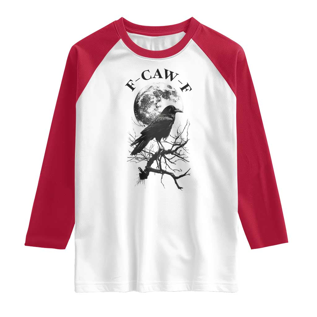 Funny Crow F Caw F Raglan Shirt Gothic Raven and Moon TS02