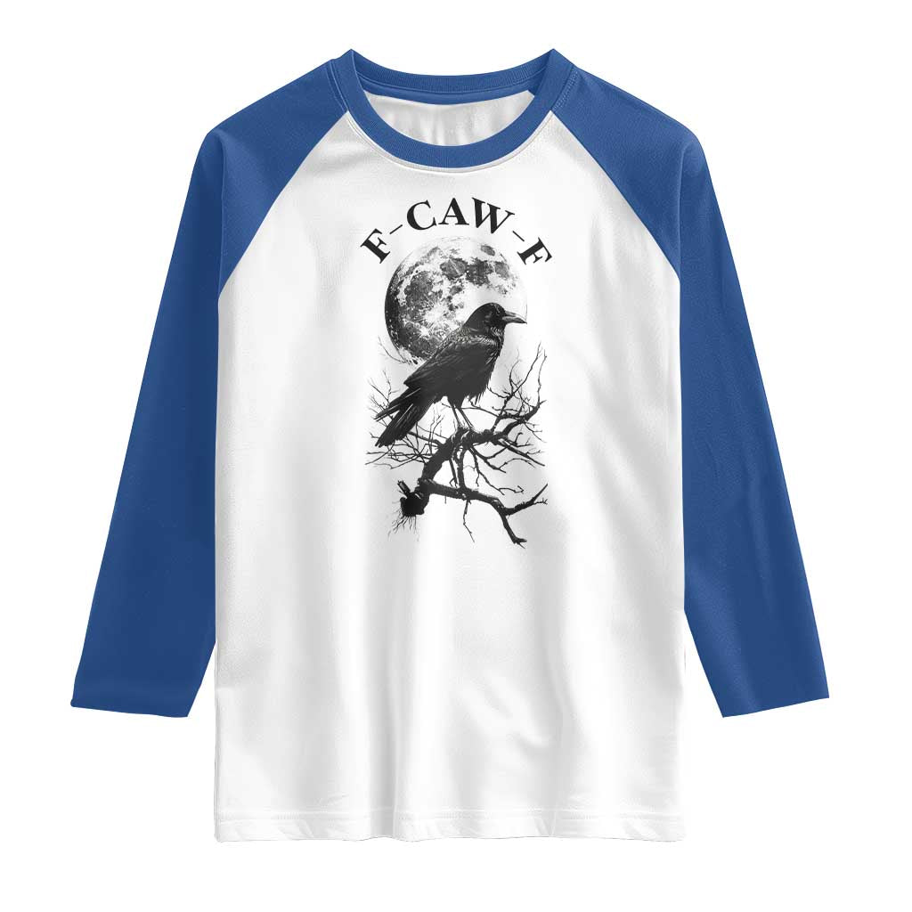 Funny Crow F Caw F Raglan Shirt Gothic Raven and Moon TS02