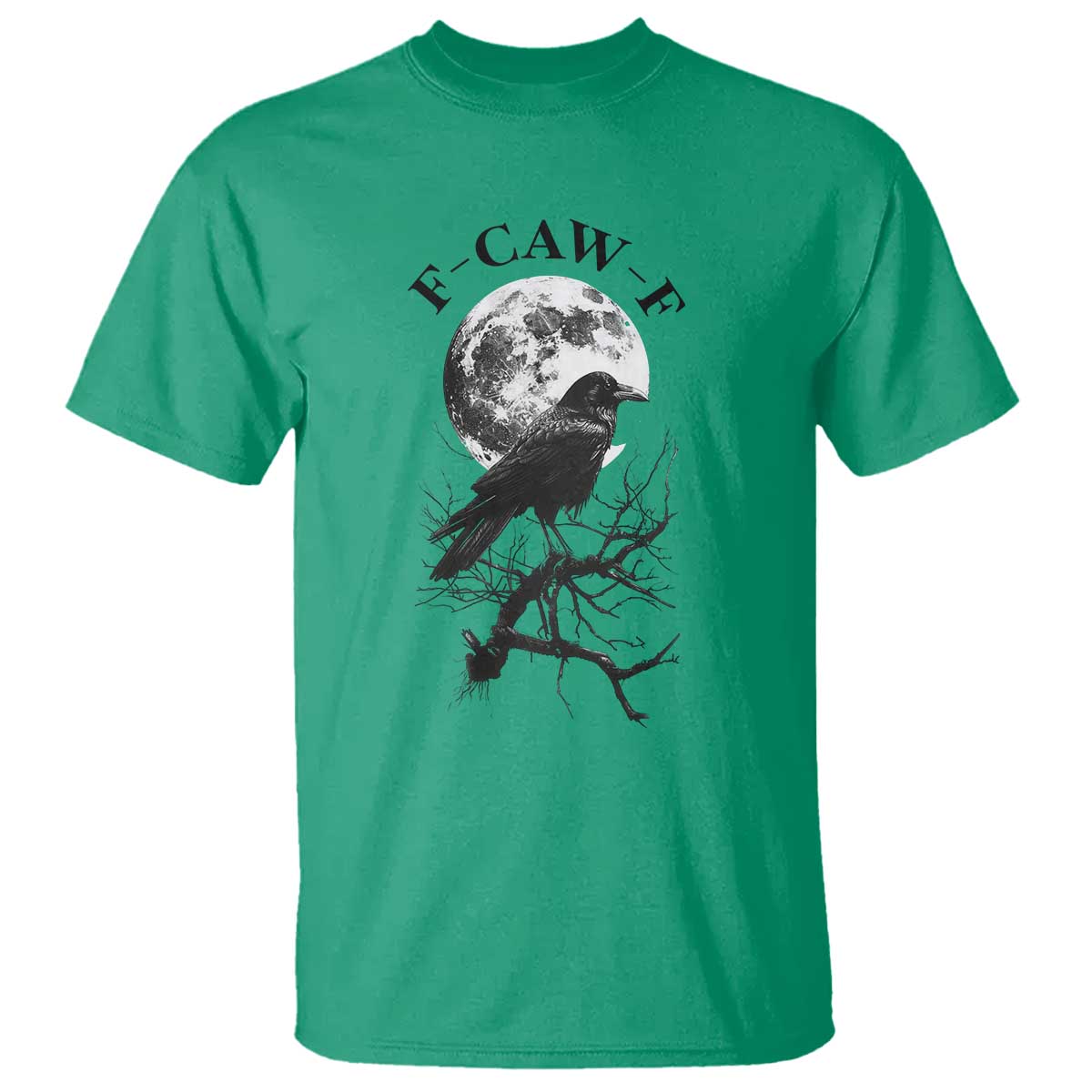 Funny Crow F Caw F T Shirt Gothic Raven and Moon TS02