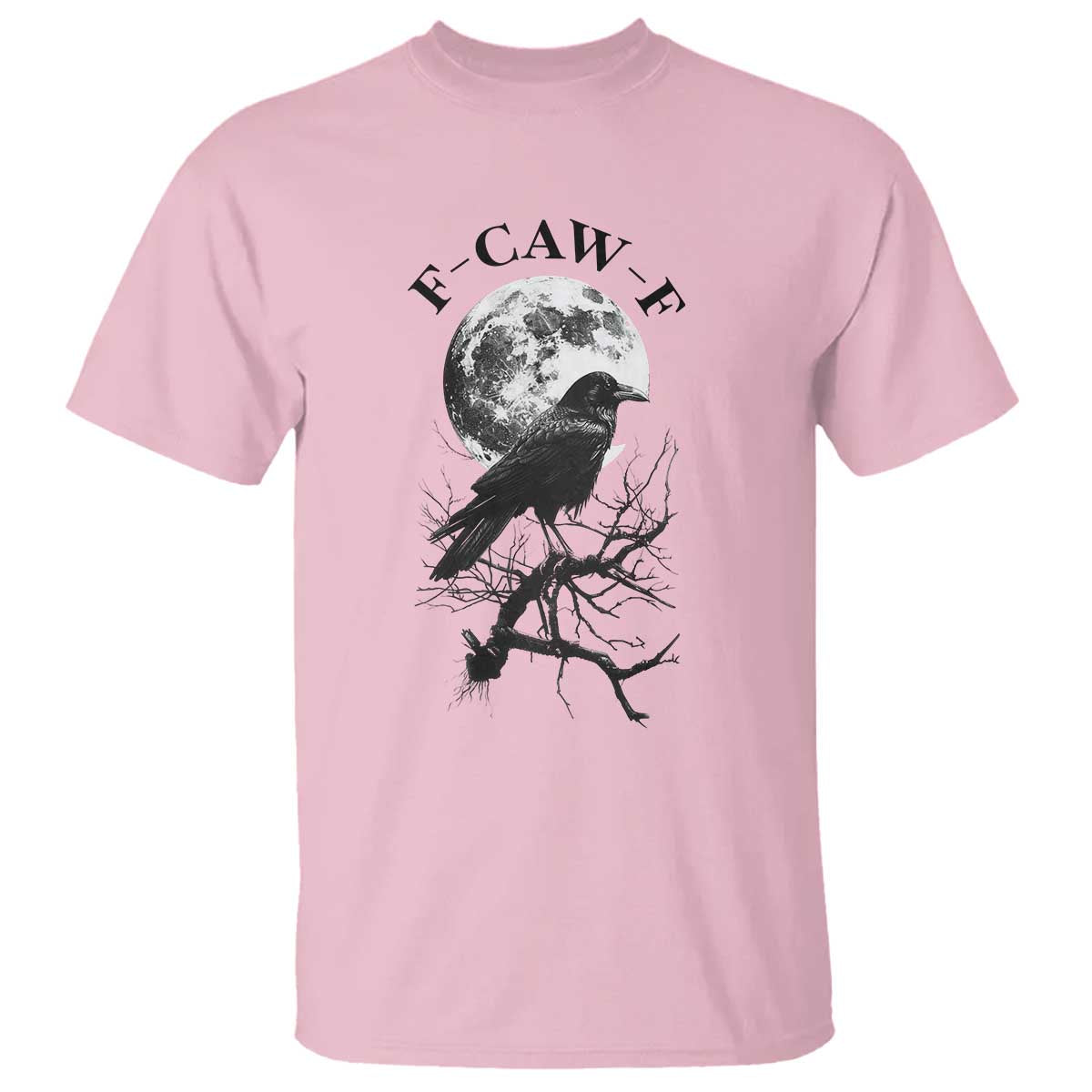 Funny Crow F Caw F T Shirt Gothic Raven and Moon TS02