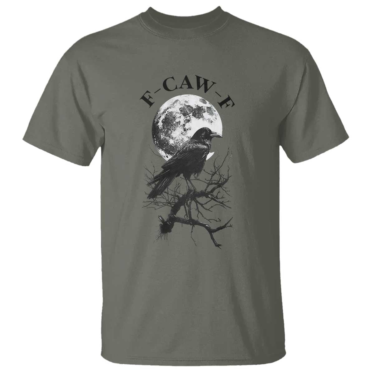 Funny Crow F Caw F T Shirt Gothic Raven and Moon TS02