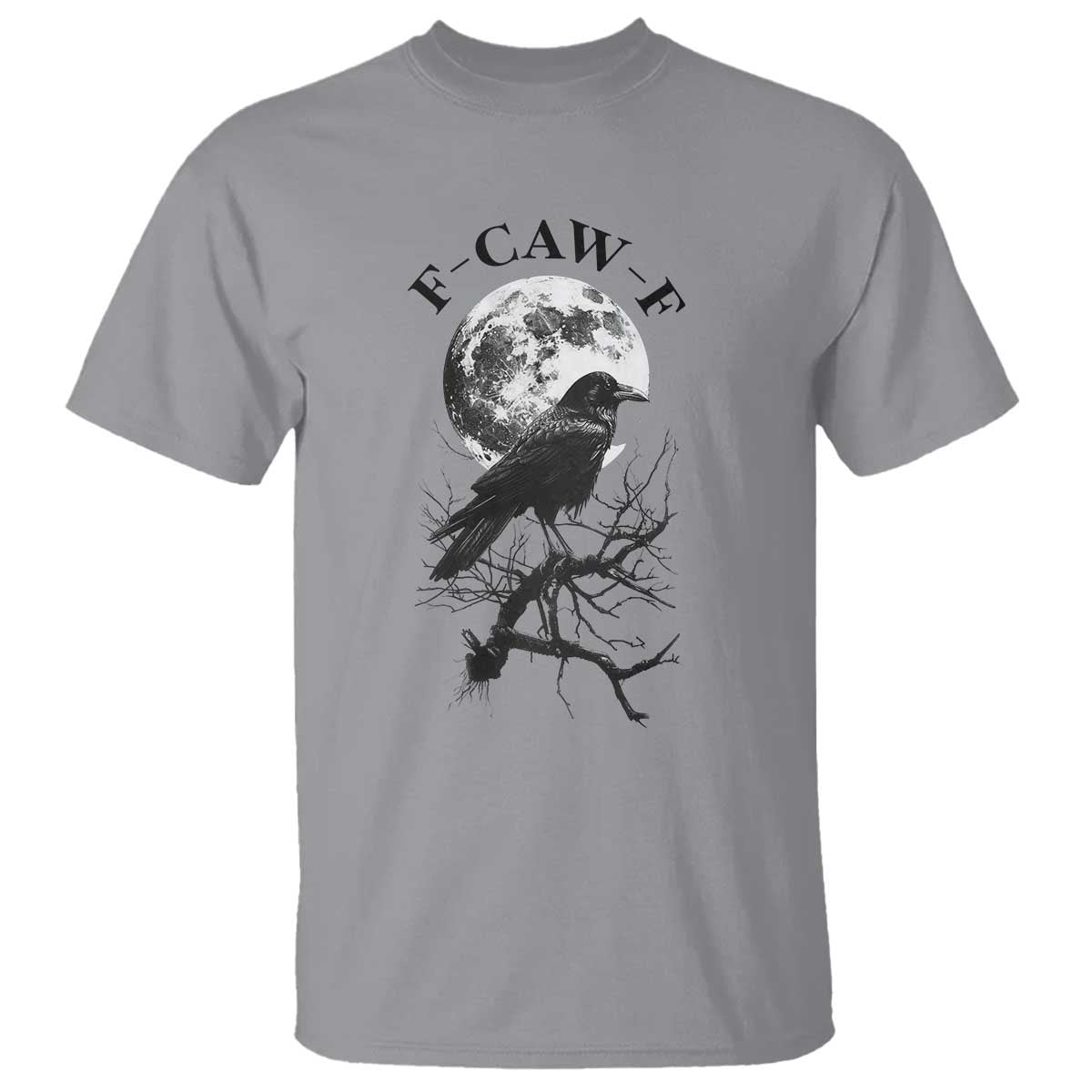 Funny Crow F Caw F T Shirt Gothic Raven and Moon TS02