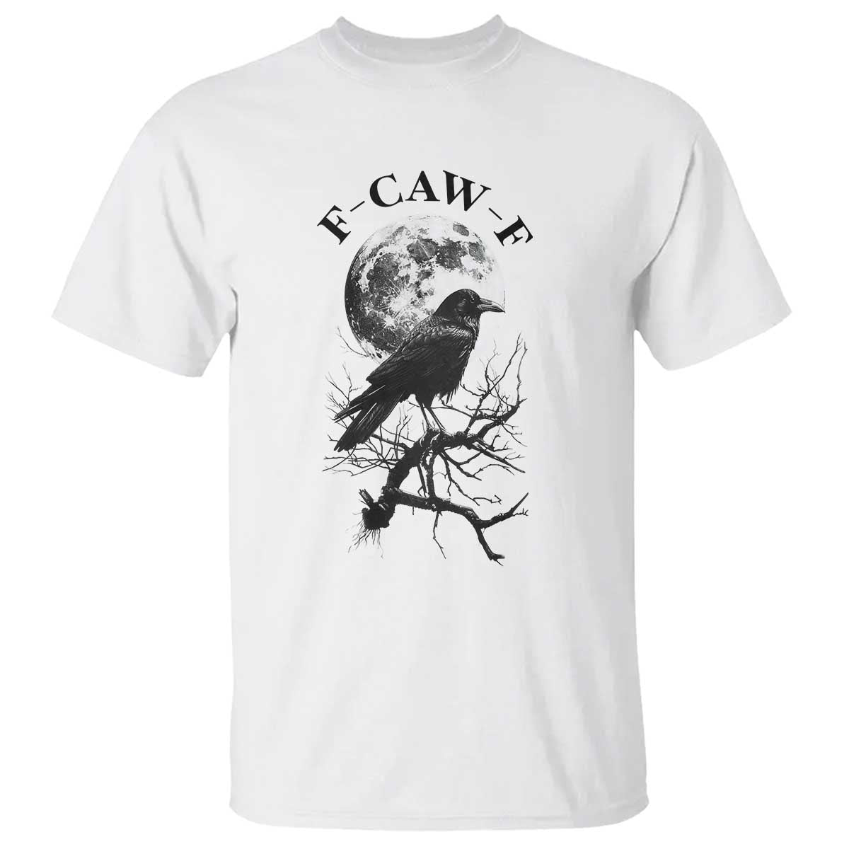 Funny Crow F Caw F T Shirt Gothic Raven and Moon TS02