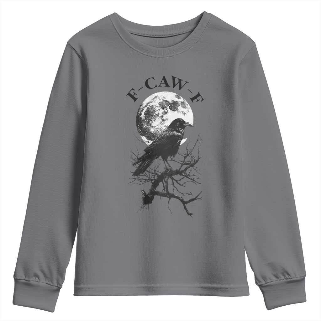 Funny Crow F Caw F Youth Sweatshirt Gothic Raven and Moon TS02
