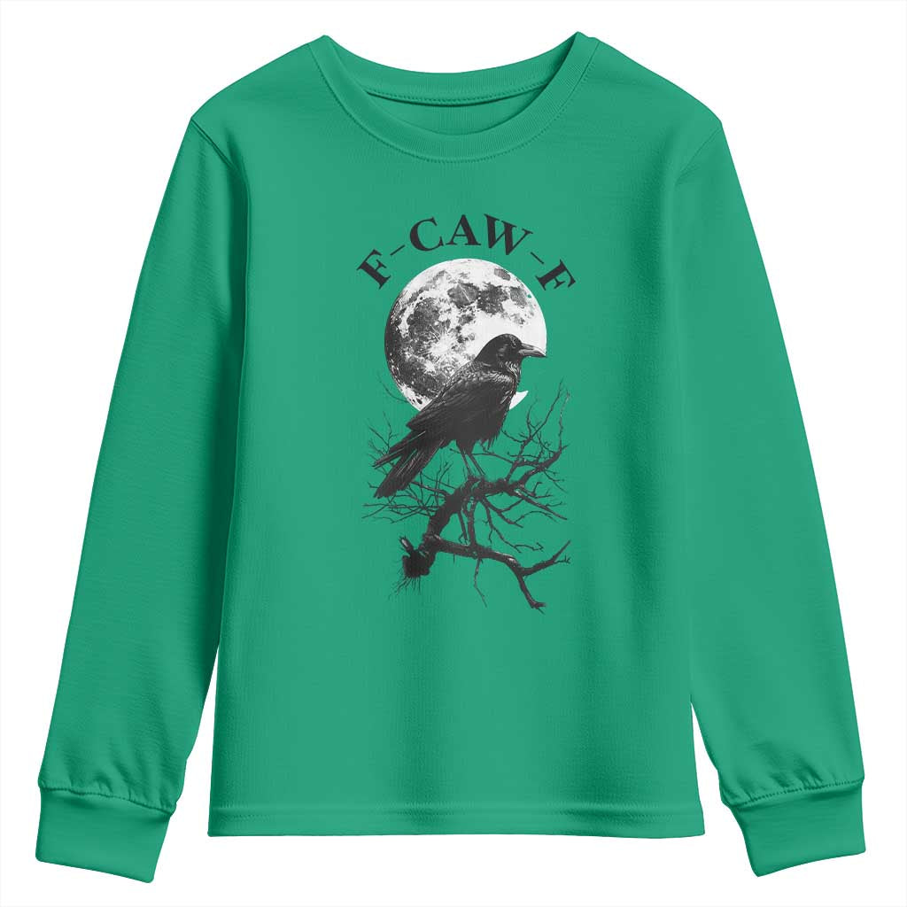 Funny Crow F Caw F Youth Sweatshirt Gothic Raven and Moon TS02