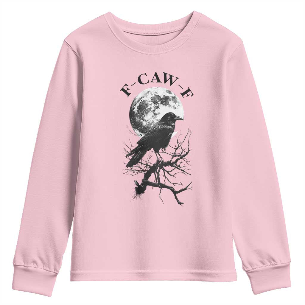 Funny Crow F Caw F Youth Sweatshirt Gothic Raven and Moon TS02