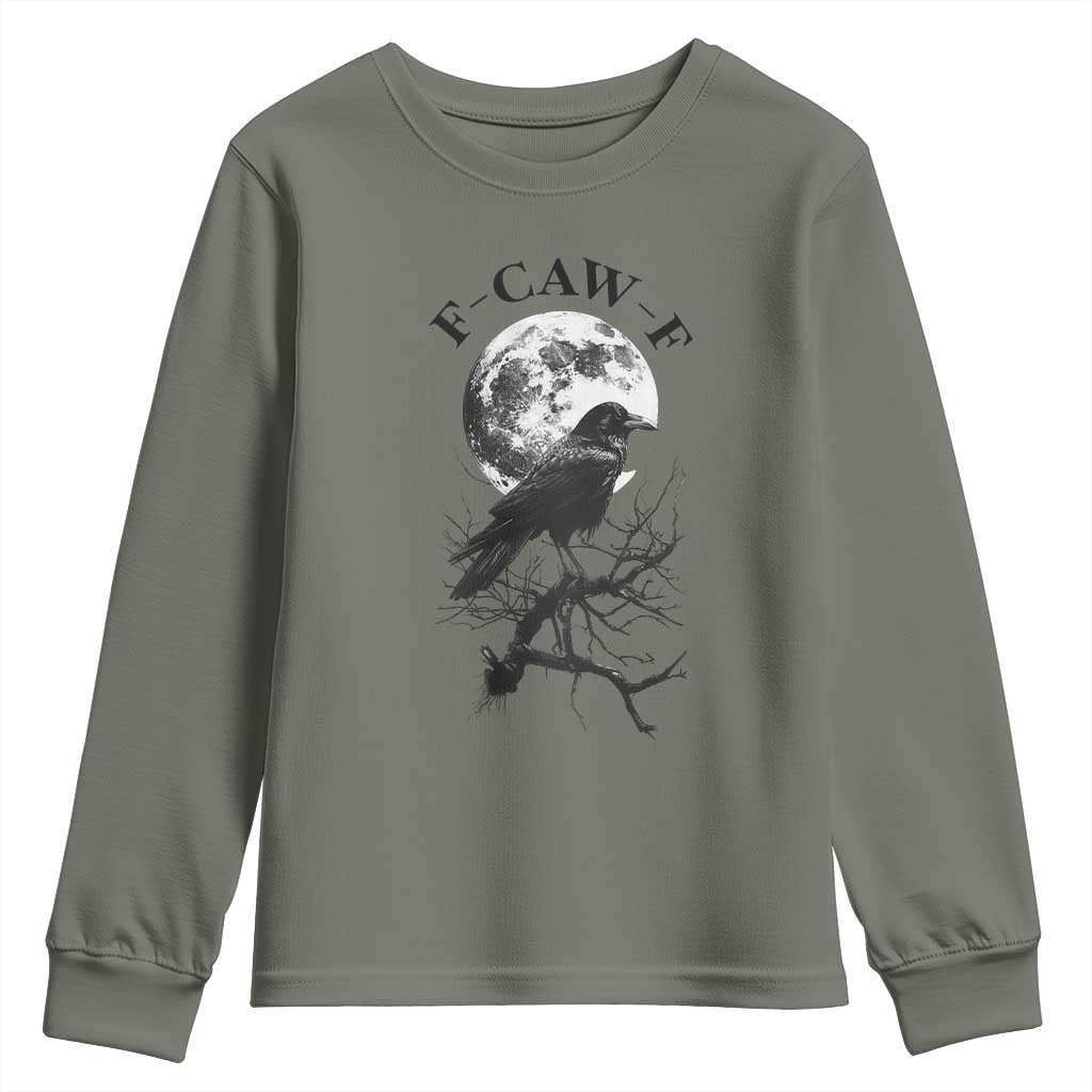 Funny Crow F Caw F Youth Sweatshirt Gothic Raven and Moon TS02