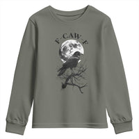 Funny Crow F Caw F Youth Sweatshirt Gothic Raven and Moon TS02