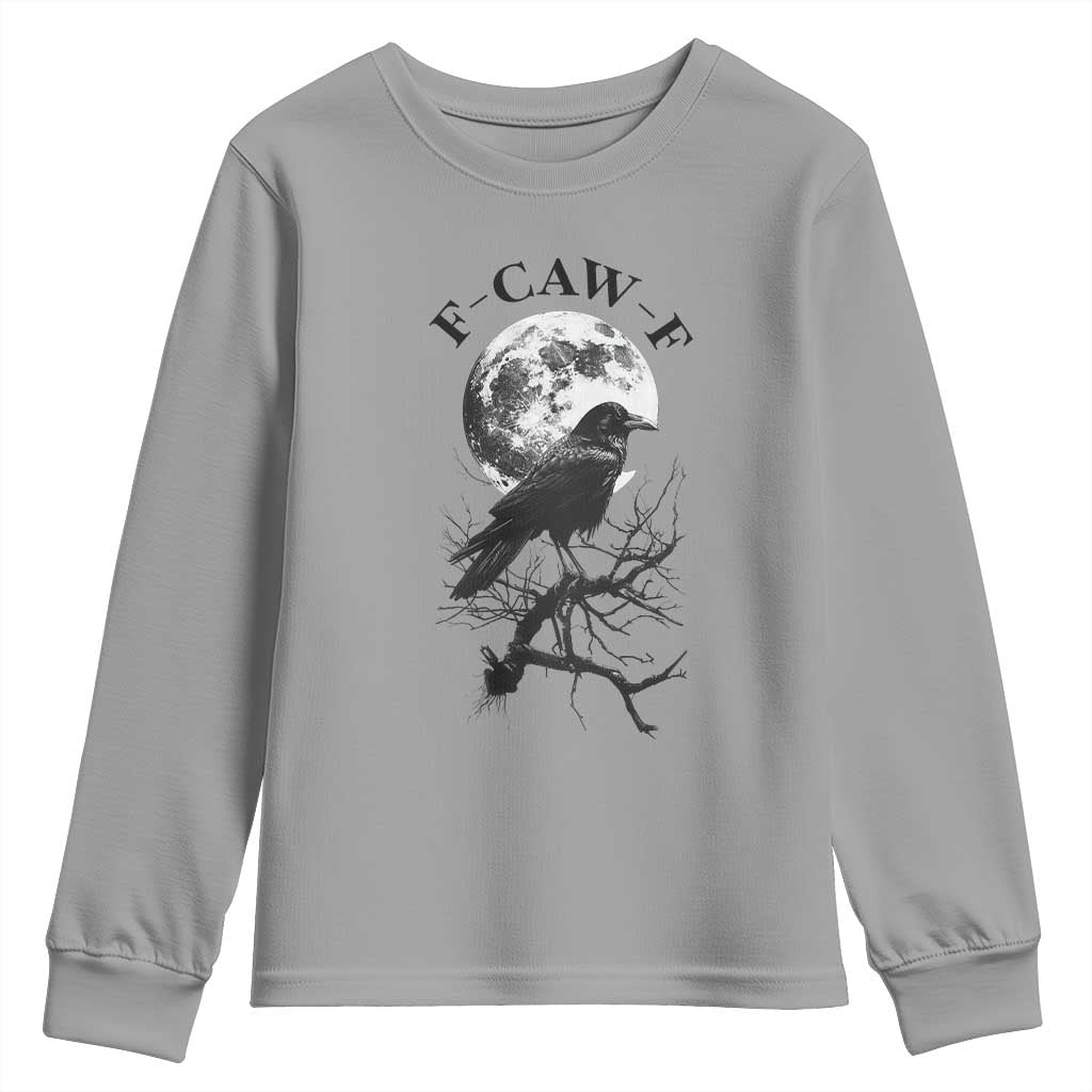 Funny Crow F Caw F Youth Sweatshirt Gothic Raven and Moon TS02