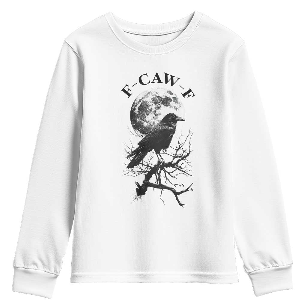 Funny Crow F Caw F Youth Sweatshirt Gothic Raven and Moon TS02