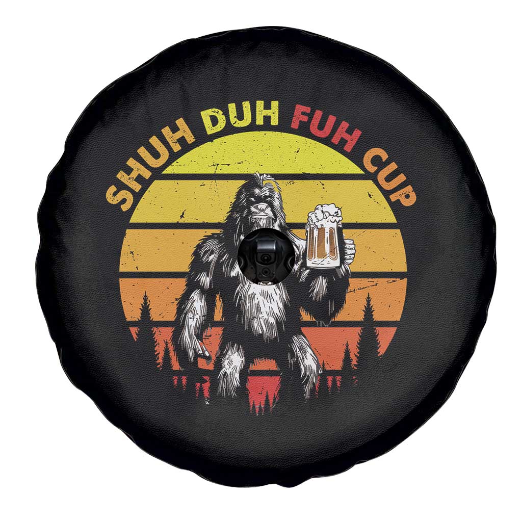 Funny Camping Bigfoot Drinking Spare Tire Cover Shuh Duh Fuh Cup Campers Retro